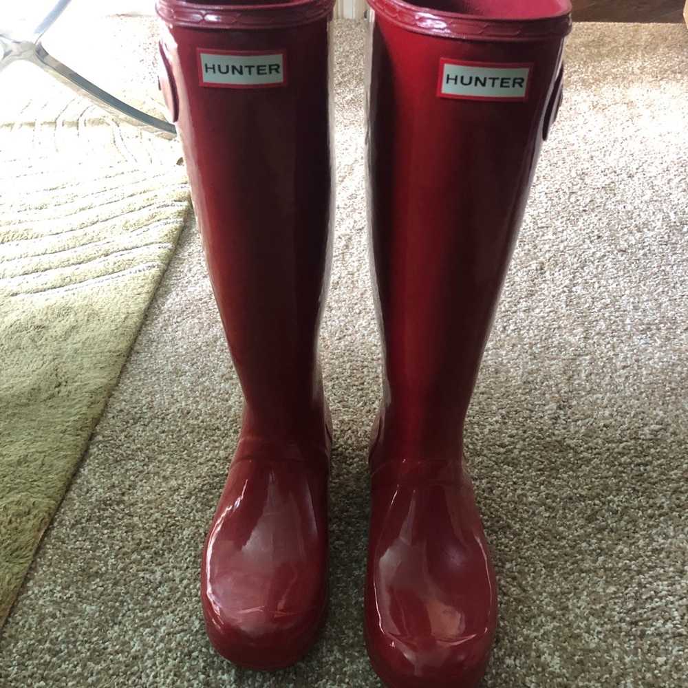 Tall Glossy Red Hunter Boots